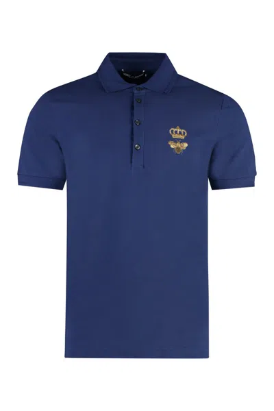 Shop Dolce & Gabbana Cotton Piqué Polo Shirt In Blue