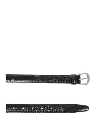 Shop Dsquared2 Crocodile Effect Leather Belt In Black