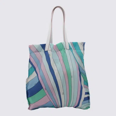 Shop Pucci Blue And White Yummy  Tote Bag In Celeste/bianco