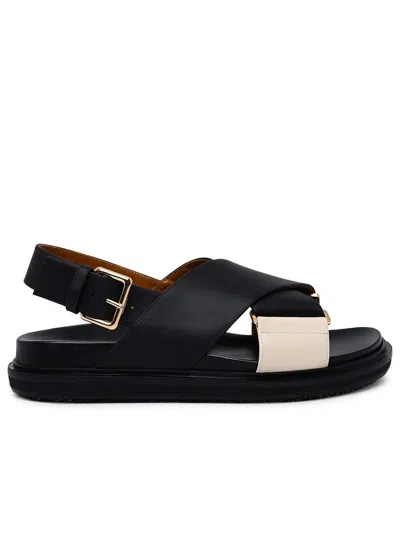 Shop Marni Leather Fussbett Sandals In Black