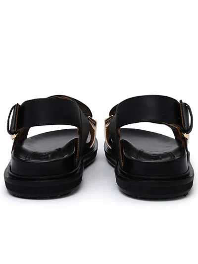 Shop Marni Leather Fussbett Sandals In Black