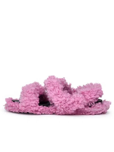 Shop Marni Pink Sheepskin Fussbett Sandals
