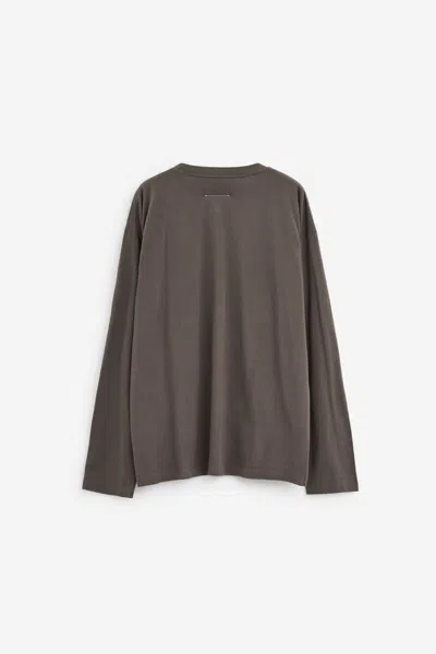 Shop Mm6 Maison Margiela Long Sleeve T-shirts In Anthracite