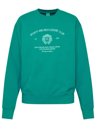 Shop Sporty And Rich Sporty & Rich Green Cotton Water Sweatshirt