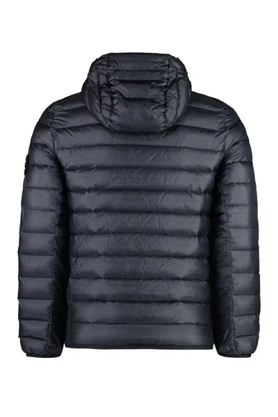 Shop Stone Island Hooded Techno Fabric Down Jacket In Blue