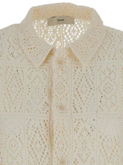 Shop Dunst White Open Knit Work Shirt In Cotton Blend Woman