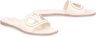 Shop Valentino Garavani - Leather Sandals In Panna