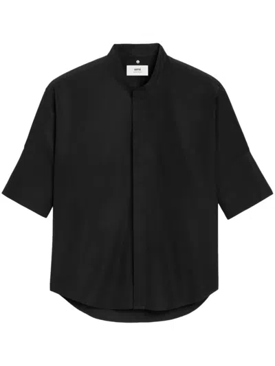 Shop Ami Alexandre Mattiussi Ami Paris Mandarin Collar Shirt Clothing In Black