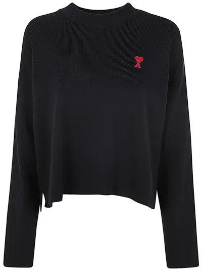 Shop Ami Alexandre Mattiussi Ami Paris Red Adc Crew Neck Sweater Clothing In Black