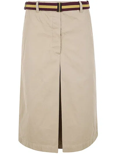 Dries Van Noten Sulia Belted A-line Cotton Skirt In Brown