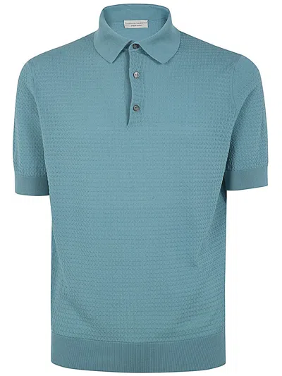 Shop Filippo De Laurentiis Short Sleeves Three Buttons Polo Shirt Clothing In Blue