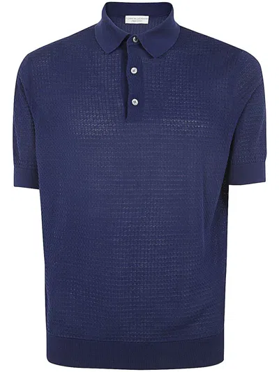 Shop Filippo De Laurentiis Short Sleeves Three Buttons Polo Shirt Clothing In Blue