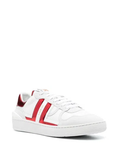 Lanvin Leather Sneakers With Rubber Sole And Metallic Heel In White