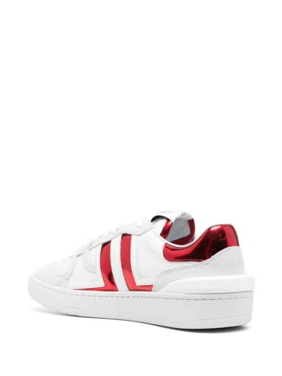 Lanvin Leather Sneakers With Rubber Sole And Metallic Heel In White