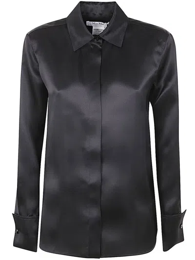 Max Mara Aiello Silk Satin Regular Shirt In Black