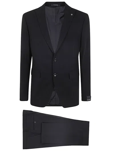 Shop Tagliatore Crepe Effect Classic Suit Clothing In Black
