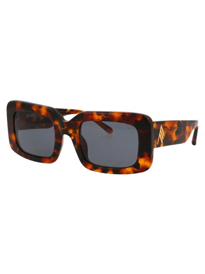 Shop Attico The  Sunglasses In T-shell/yellowgold/blue