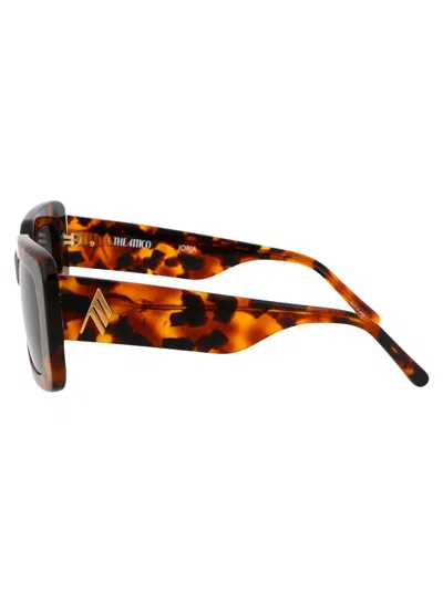 Shop Attico The  Sunglasses In T-shell/yellowgold/blue