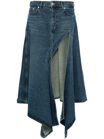 Shop Y/project Evergreen Cut Out Denim Skirt Clothing In Blue