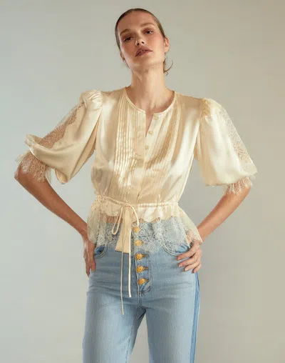 Shop Cynthia Rowley Lure Lace Blouse In Ivory