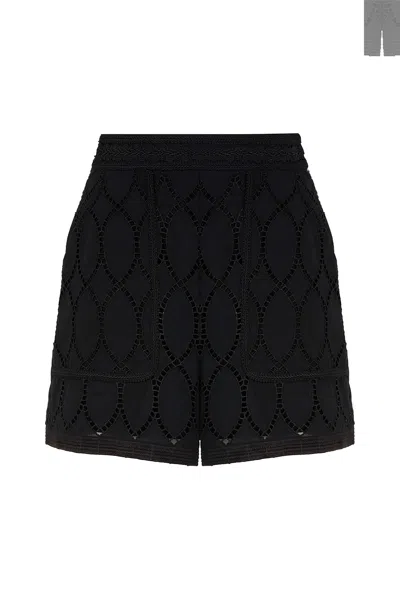 Shop Nocturne Embroidered Wide-leg Shorts In Black