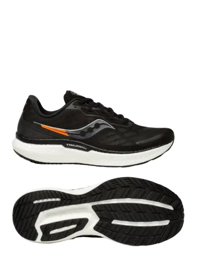 Shop Saucony Men's Triumph 19 Running Shoes In Black/white In Multi