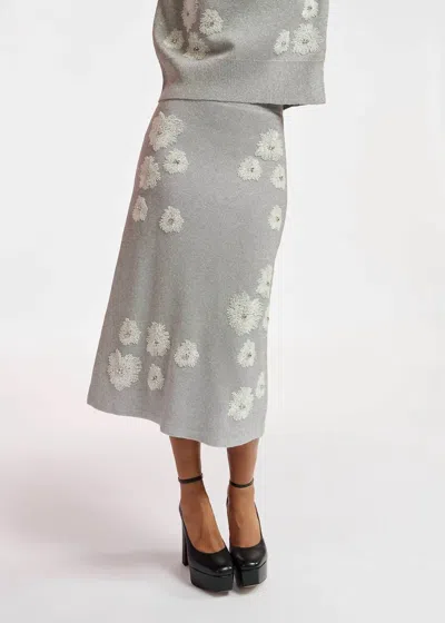 Shop Essentiel Antwerp Edance Embroidered Knit Skirt In Combo 1/off White In Multi