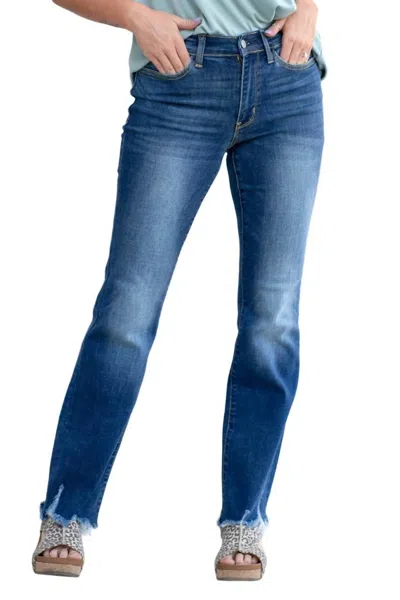 Shop Judy Blue Mid Rise Cut Hem Bootcut Jean In Blue