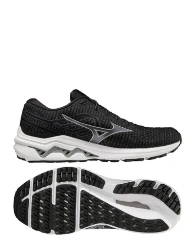 Shop Mizuno Men's Inspire Waveknit 18 Running Shoes In Black