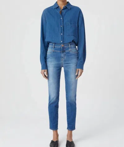 Closed Skinny Pusher Jeans In Mid Blue In Blue