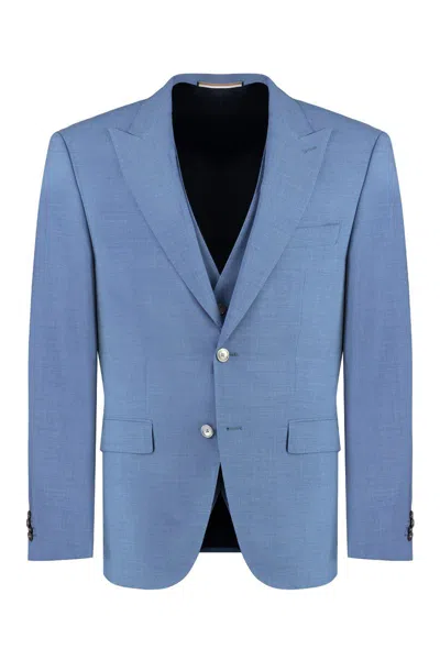 Shop Hugo Boss Boss Stretch Wool Three-pieces Suit In Blue