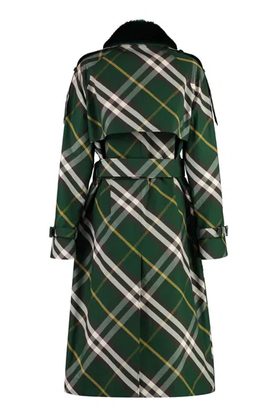 Shop Burberry Cotton Gabardine Long Trench Coat In Green