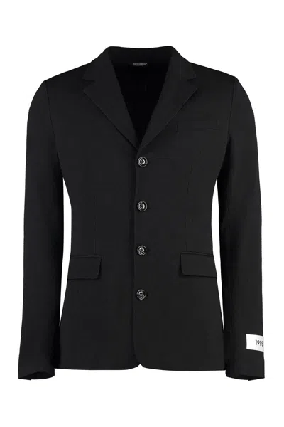 Shop Dolce & Gabbana Cotton Blend Single-breast Jacket In Black