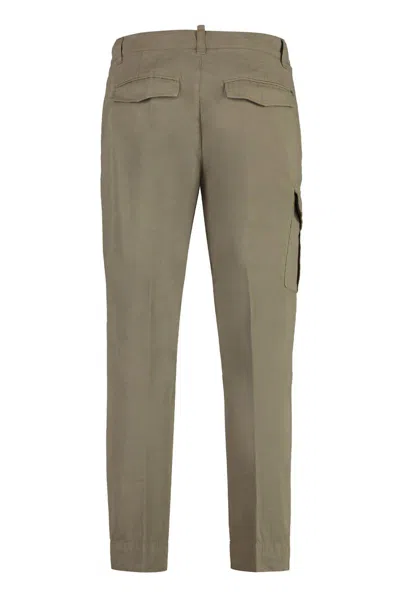 Dondup Cotton Cargo Trousers Multiple Pockets In Brown