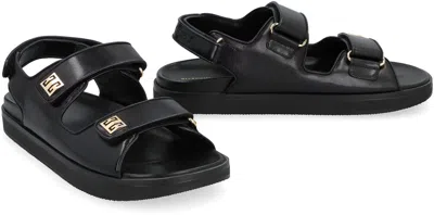 Shop Givenchy 4g Leather Sandals In Black