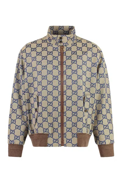 Shop Gucci Cotton Jacquard Blazer In Beige