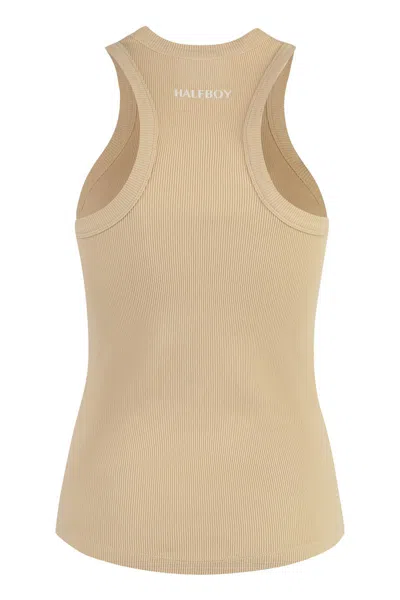 Halfboy Cotton Tank Top In Beige