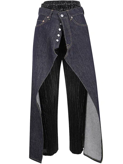 Shop Junya Watanabe X Comme Des Garçons Pleated Denim Pants Clothing In Blue
