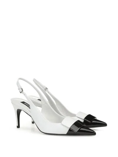 Shop Sergio Rossi Patent Leather Toe Slingback Shoes In White