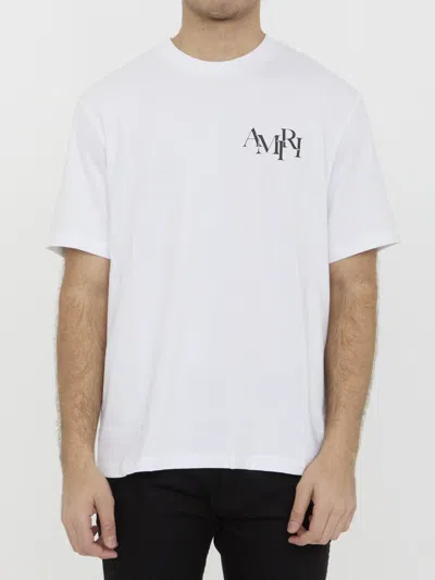 Shop Amiri Staggered Logo T-shirt In White
