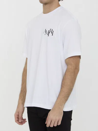 Shop Amiri Staggered Logo T-shirt In White