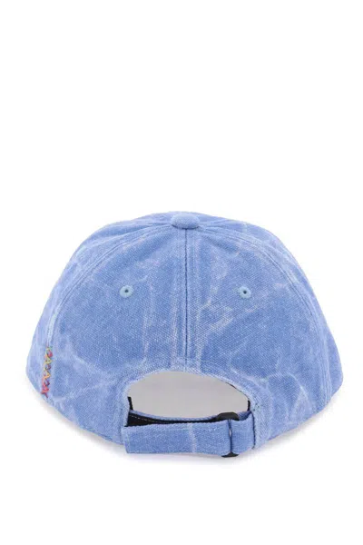 Shop Acne Studios Baseball Cap With Face In Blue