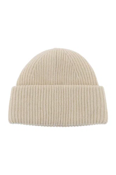 Shop Acne Studios Ribbed Wool Beanie Hat With Cuff In Neutro