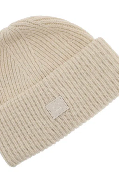 Shop Acne Studios Ribbed Wool Beanie Hat With Cuff In Neutro