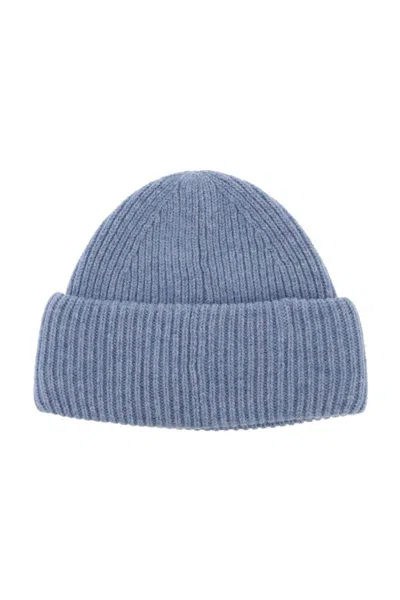 Shop Acne Studios Ribbed Wool Beanie Hat With Cuff In Blue