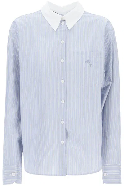 Shop Acne Studios Striped Shirt With Double Closure In Multicolor