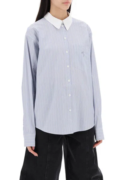 Shop Acne Studios Striped Shirt With Double Closure In Multicolor