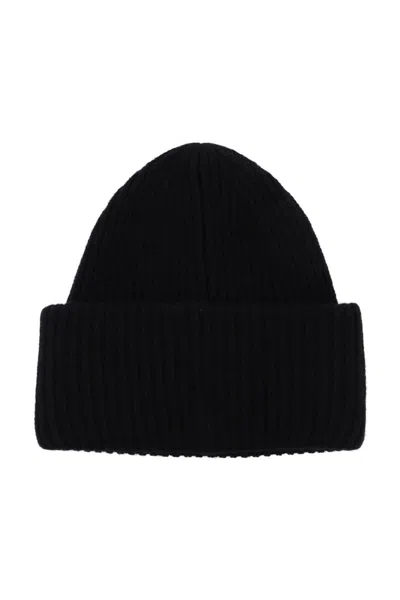 Shop Acne Studios Woolen Face Beanie Hat In Black