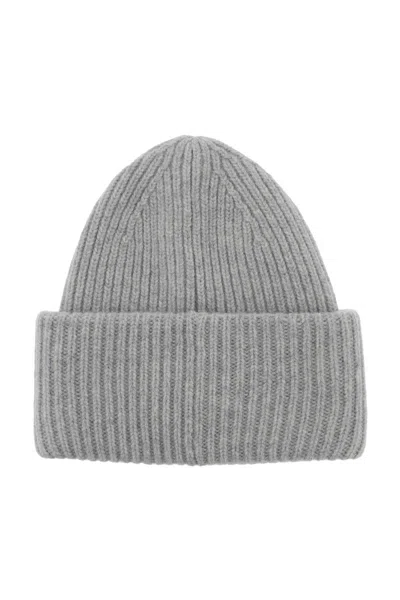Shop Acne Studios Woolen Face Beanie Hat In Grey