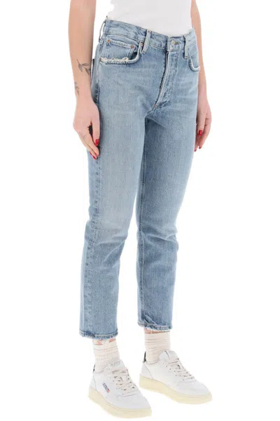 Shop Agolde High-waisted Straight Cropped Jeans In The In Blue
